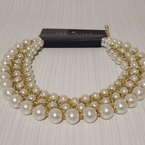 The Limited Gold Tone Faux Pearl Necklace Choker Luxury Statement Piece